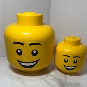 Lego Yellow Building Storage Heads - Medium & Small - New
